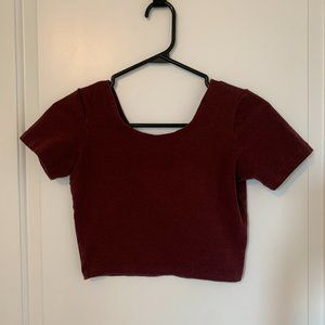 American Apparel (Original) Cotton Spandex Jersey Crop T-Shirt - Red, Size Mediu